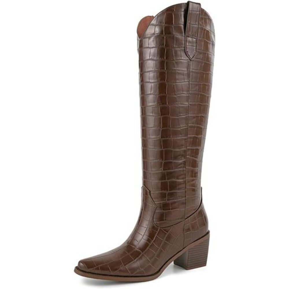 NEW Western Cowboy Boots for Women - Knee High Wide Calf Cowgirl Boots - Picture 1 of 6